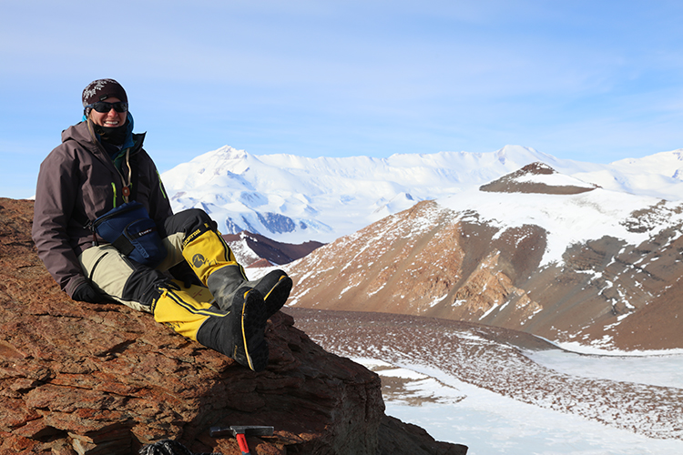 geology student in snow